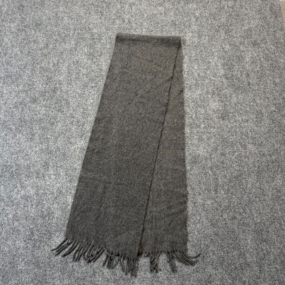 100% Cashmere Scarf Charcoal Gray Fringe Soft Luxury Unisex 66x9
